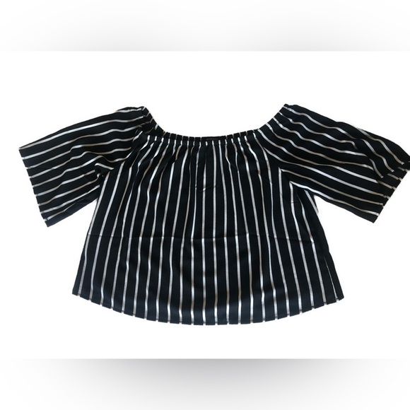 Ambiance Tops - Ambiance Small Black and White Women’s Striped Blouse